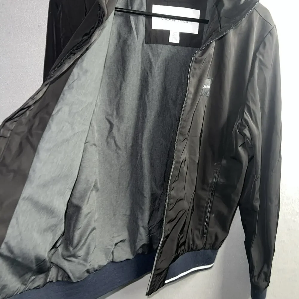Calvin‎ Klein Men's Black Windbreaker Small Removable Hood Jock Reflective